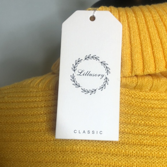 #18 LILLUSORY  Oversized Turtleneck  Yellow Tunic Sweater Size Medium - Picture 7 of 9
